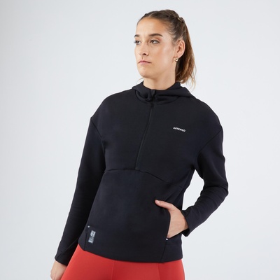 Tennissweater met capuchon voor dames dry 900 zwart afbeelding 1