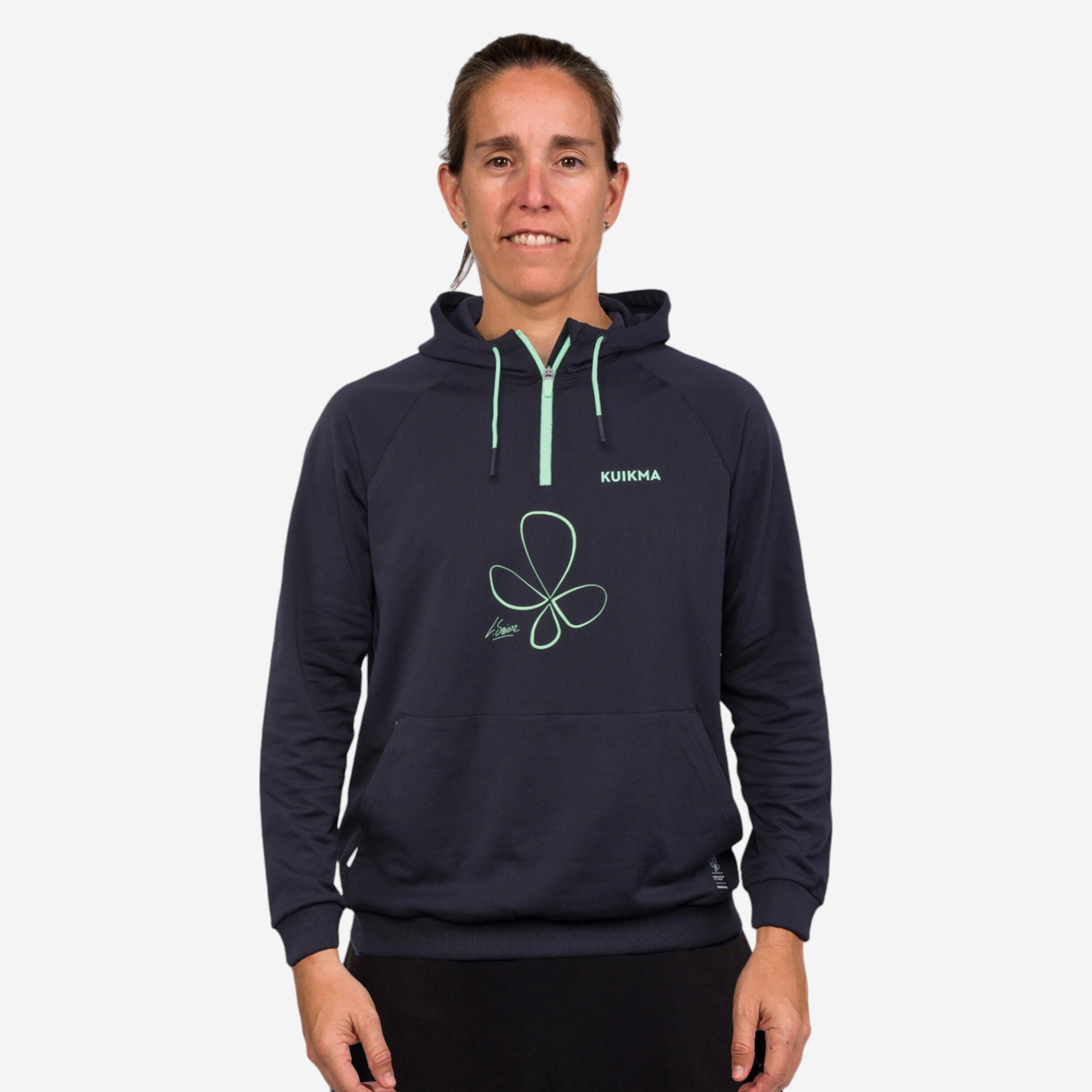 Technische padel hoodie voor dames pro lucia sainz zwart groen